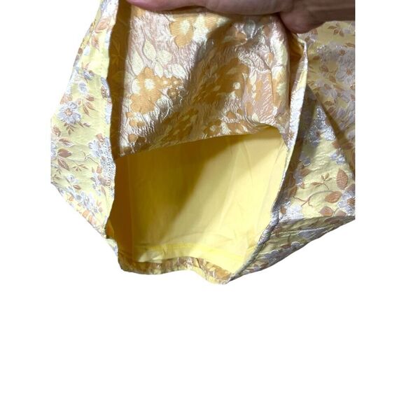 Lulus Favorite Song‎ Yellow Floral Jacquard Off-The Shoulder Mini Dress S NWT - Picture 4 of 12